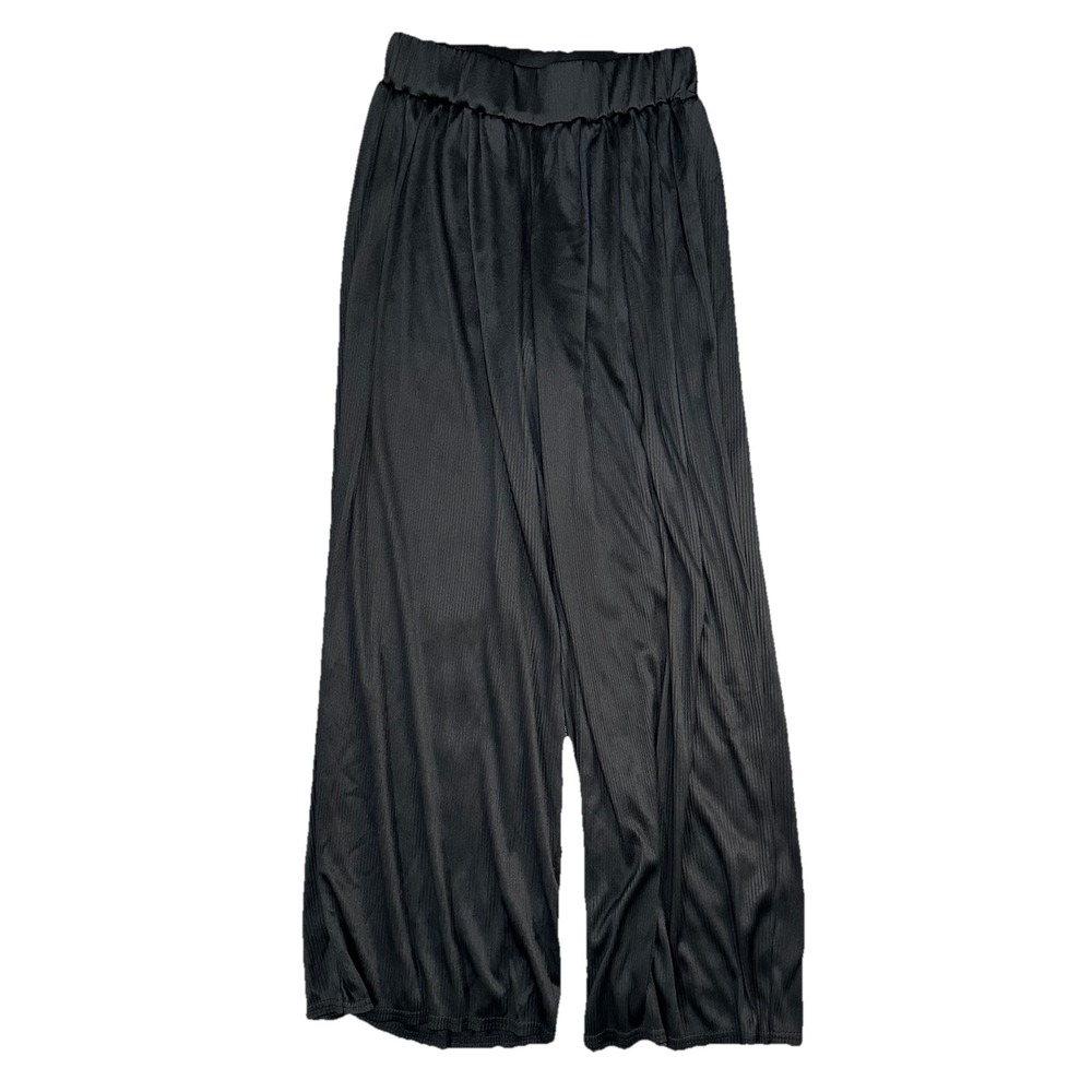 MAURICES Womens Size‎ M Black Pull On High Waist Crinkle Wide Leg Flare Pants